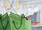 Postcard DIN-A6 Hamburg Rickmer Rickmers Elbphilharmonie - HH3